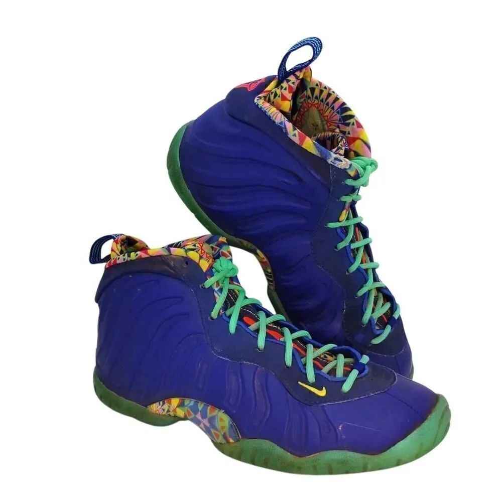 Nike Little Posite One ASN Big Boys Pre-owned Blue & Green Sneakers - sz. 6Y